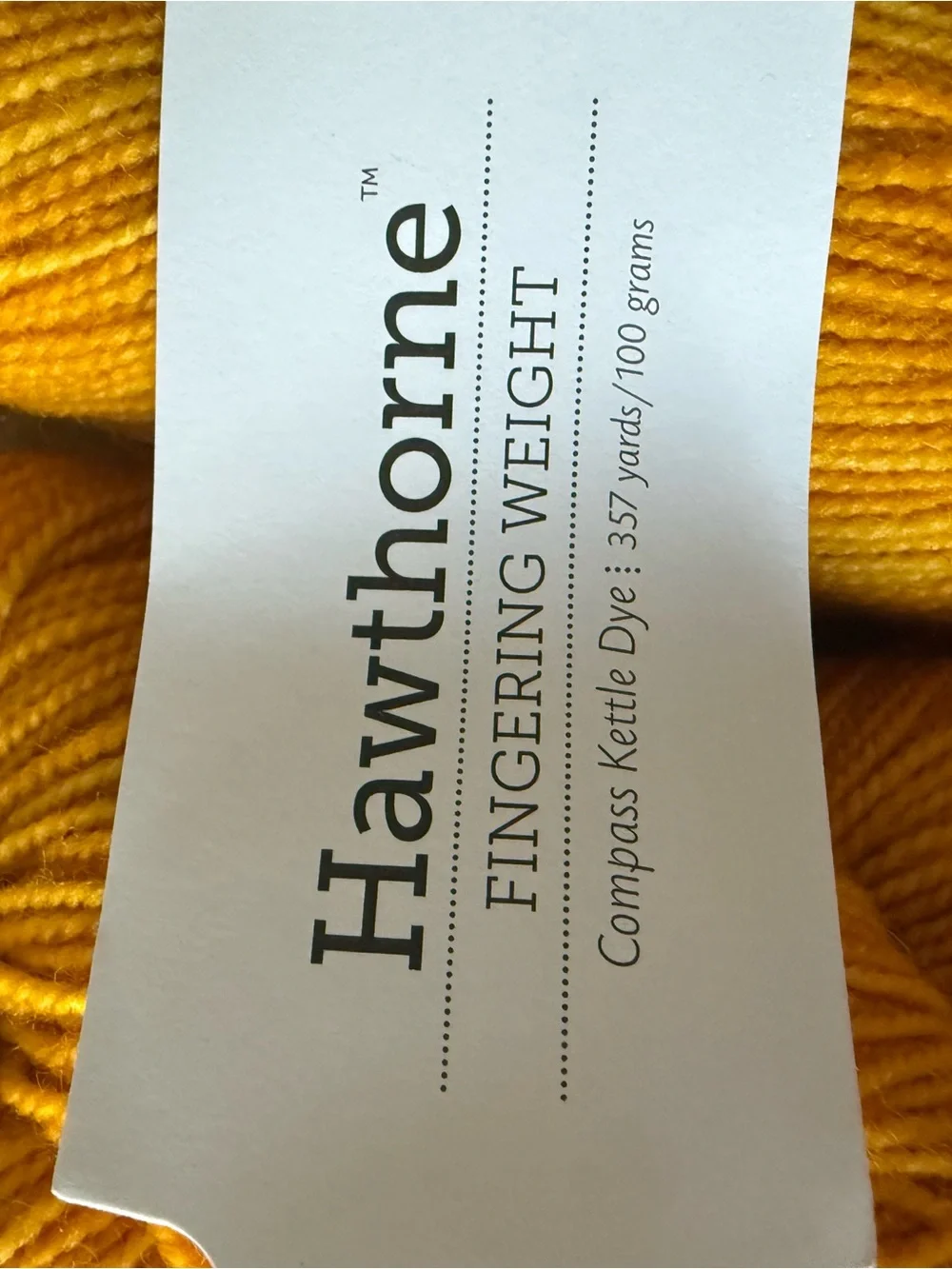 Hawthorne Fingering Weight Yarn - Golden Yellow - Compass